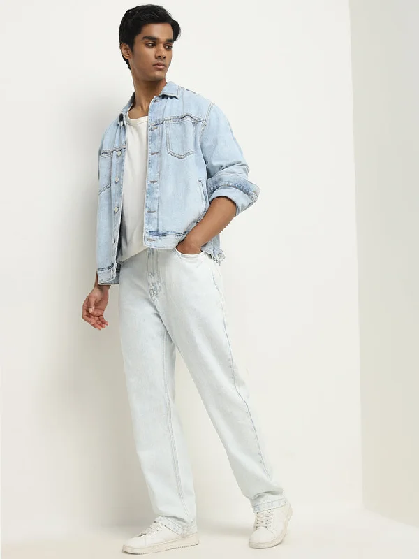 Nuon Light Blue Relaxed-Fit Mid-Rise Jeans