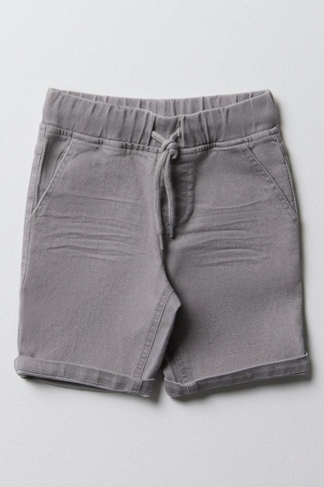 Pull On Denim Shorts Grey