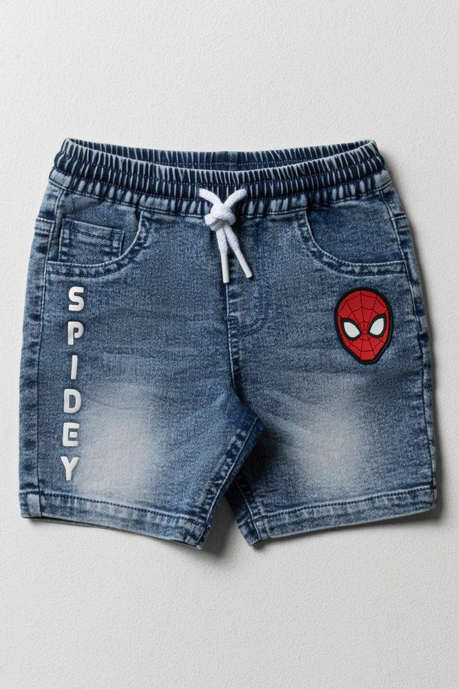 Spider-Man Fully Elasticated Denim Shorts Mid Blue