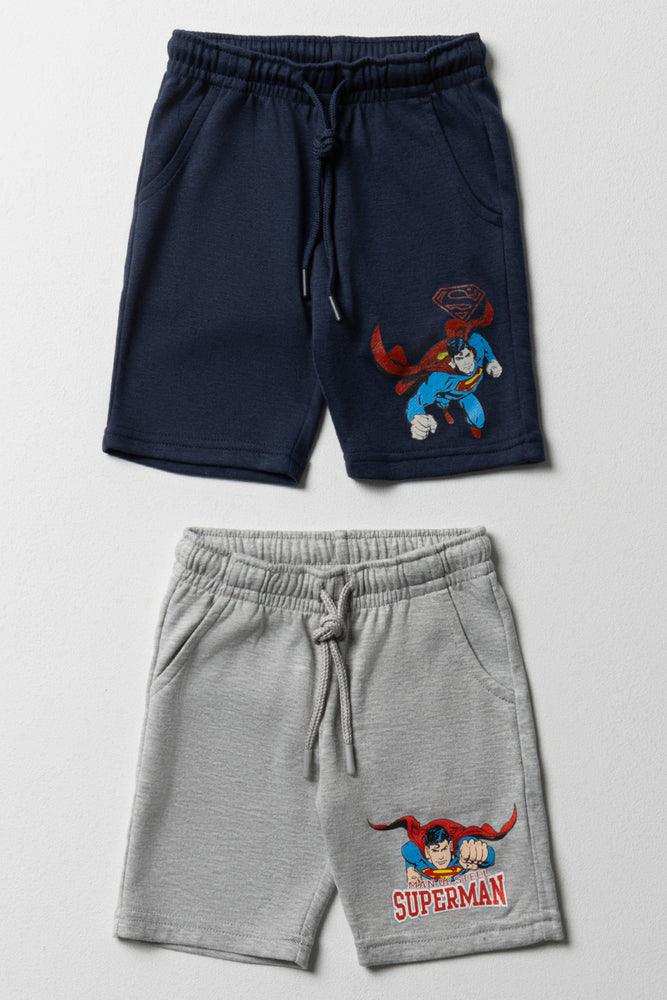 Superman 2 Pack Shorts Grey & Navy