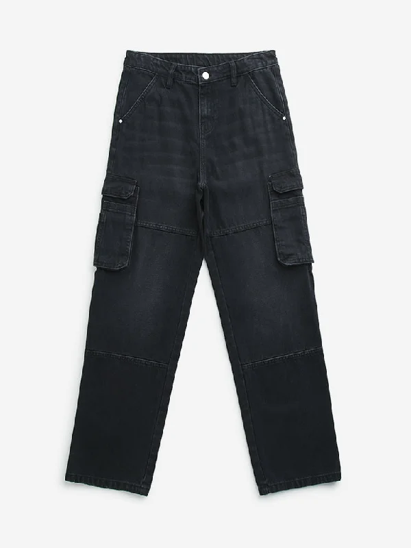 Y&F Kids Black Relaxed - Fit Mid - Rise Jeans